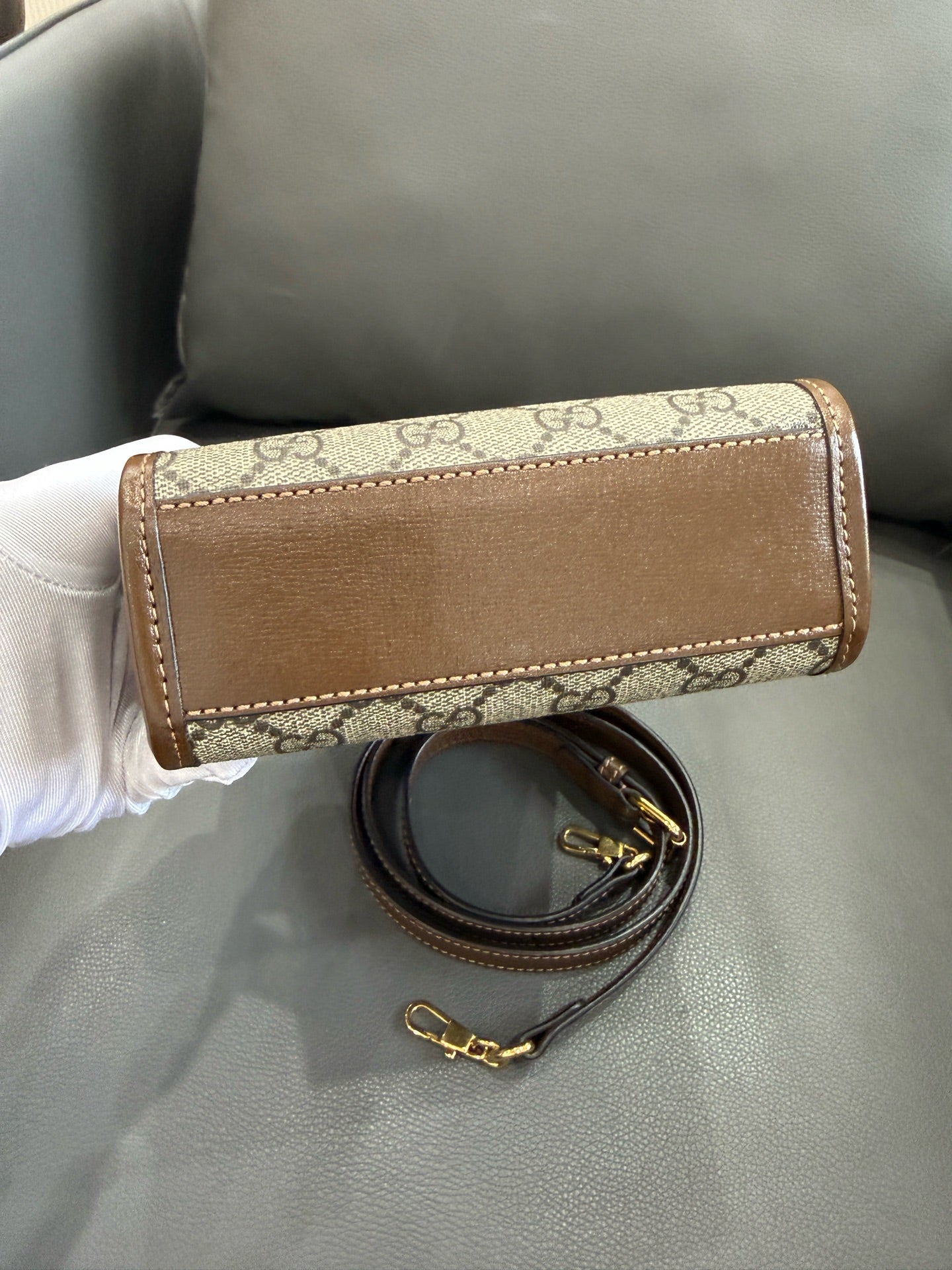 Gucci - Ophidia Mini Tote - GG Supreme canvas with leather trim - Beige and Brown - (mini)