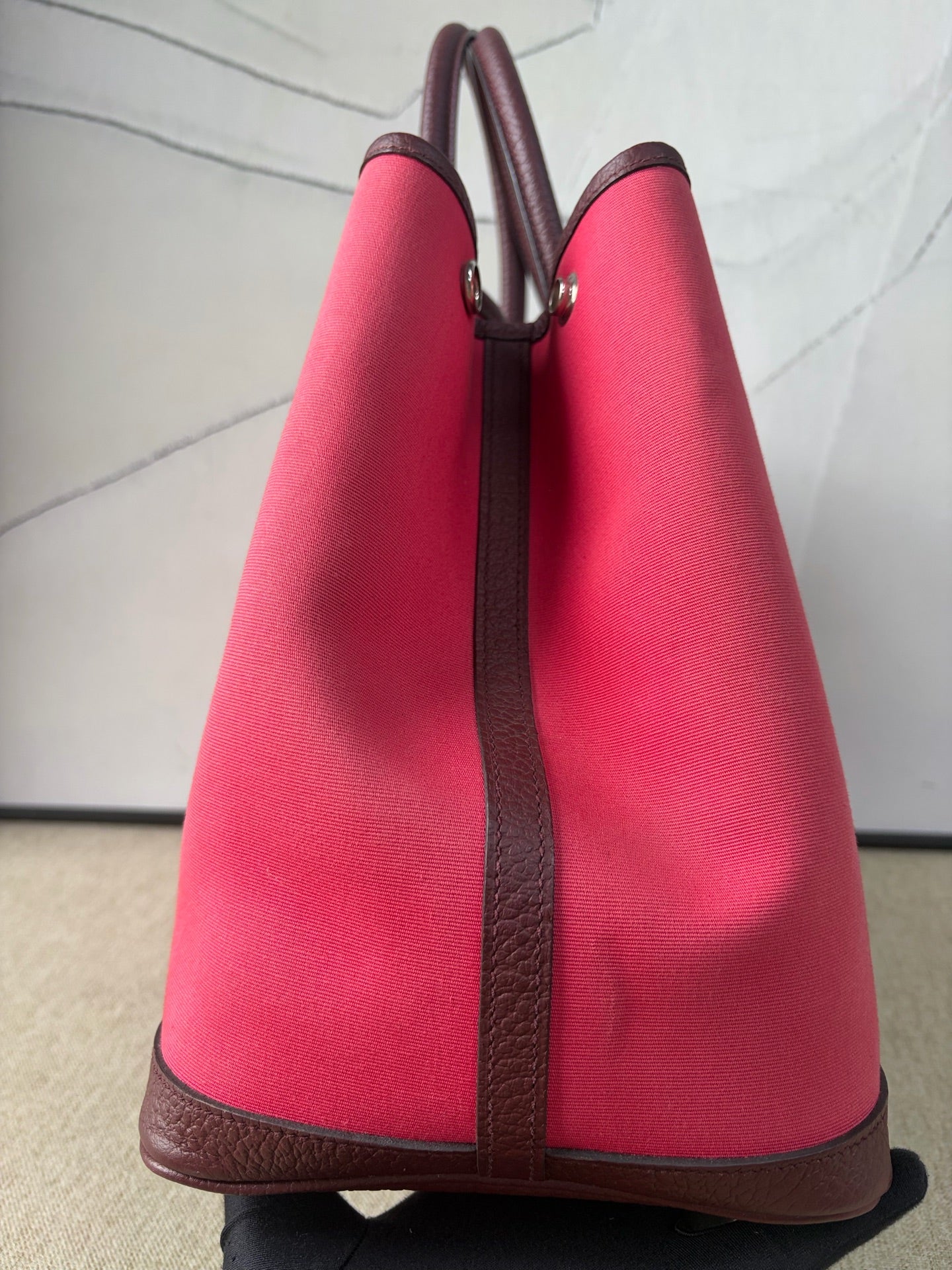 Hermès - Garden Party 36 - Canvas with Leather trim - Rose Red with Red-Brown accents - (Large)