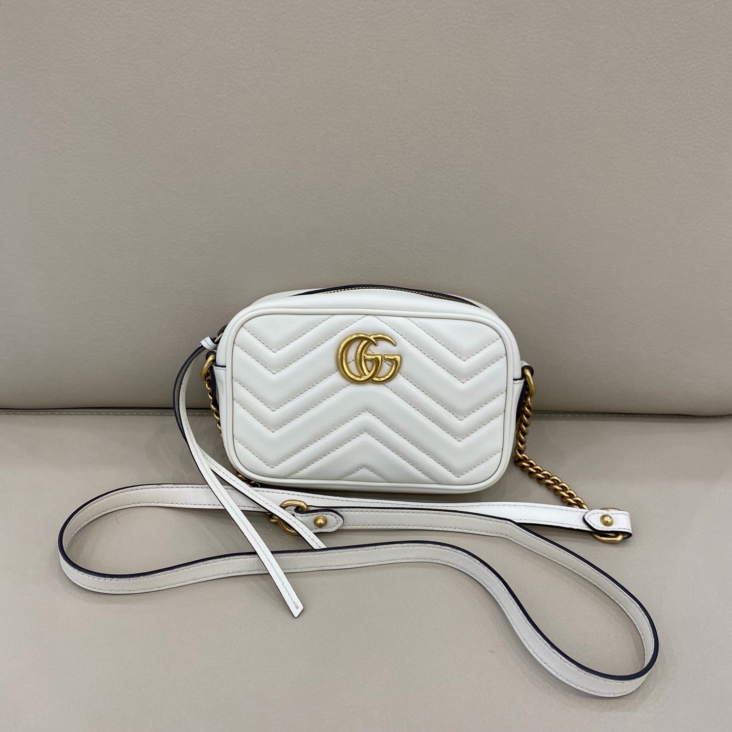 Gucci - GG Marmont Camera Bag - Leather - White - (small)
