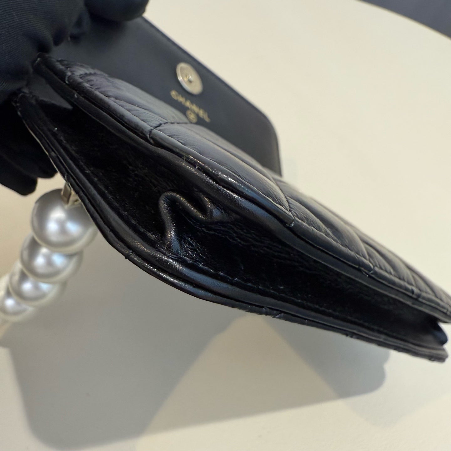 Chanel - Pearl WOC (Wallet on Chain) - Lambskin leather - Black - (mini)
