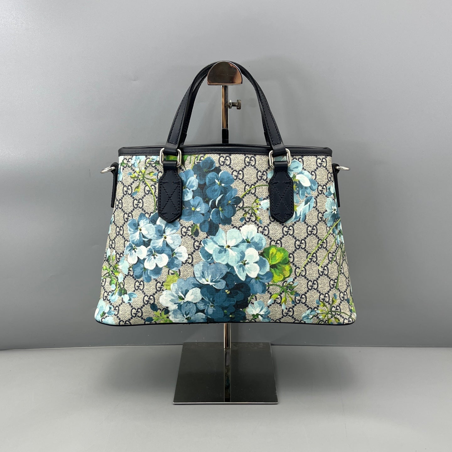 Gucci - Small GG Supreme Flora Tote Bag - Coated canvas and Leather - Blue - (Small)