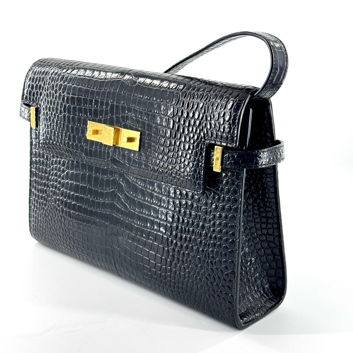 Saint Laurent - Manhattan - Crocodile-embossed leather - Black - (medium)