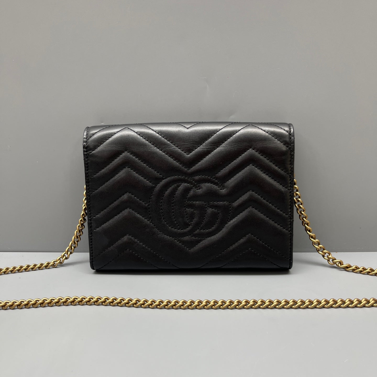 Gucci - GG Marmont Matelassé Wallet on Chain (WOC) - Leather - Black - (mini)