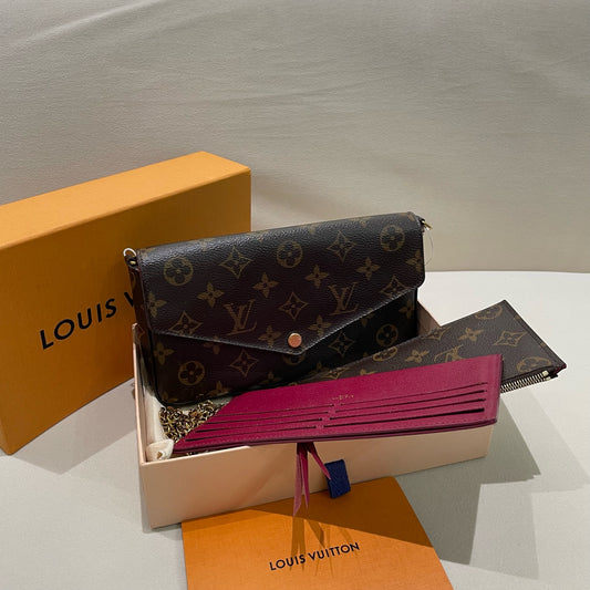 Louis Vuitton - Pochette Félicie - Monogram coated canvas with grained leather trim and interior - Brown - (mini)