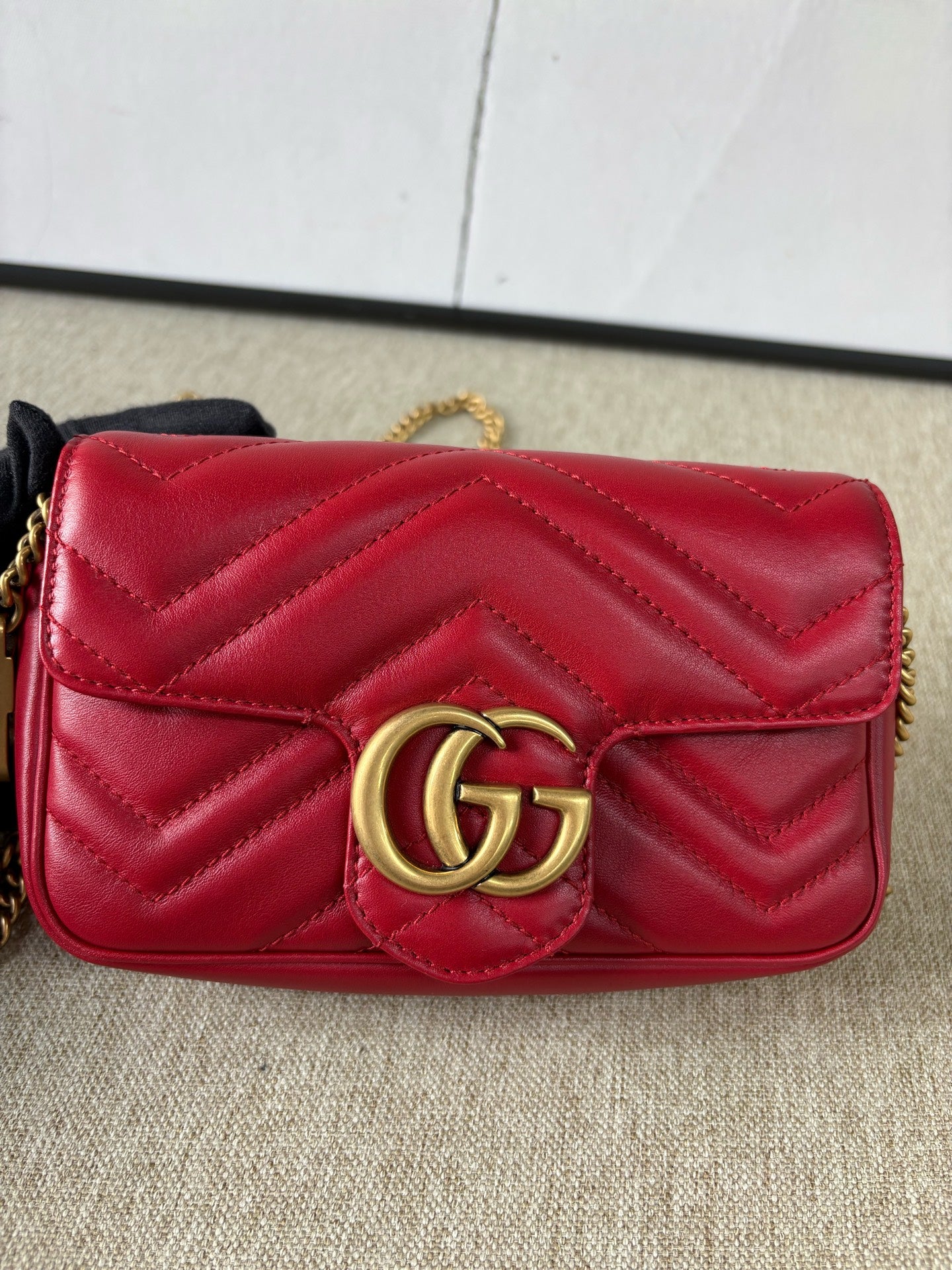 Gucci - GG Marmont Matelassé Mini Chain Bag - Cowhide leather - Red - (mini)