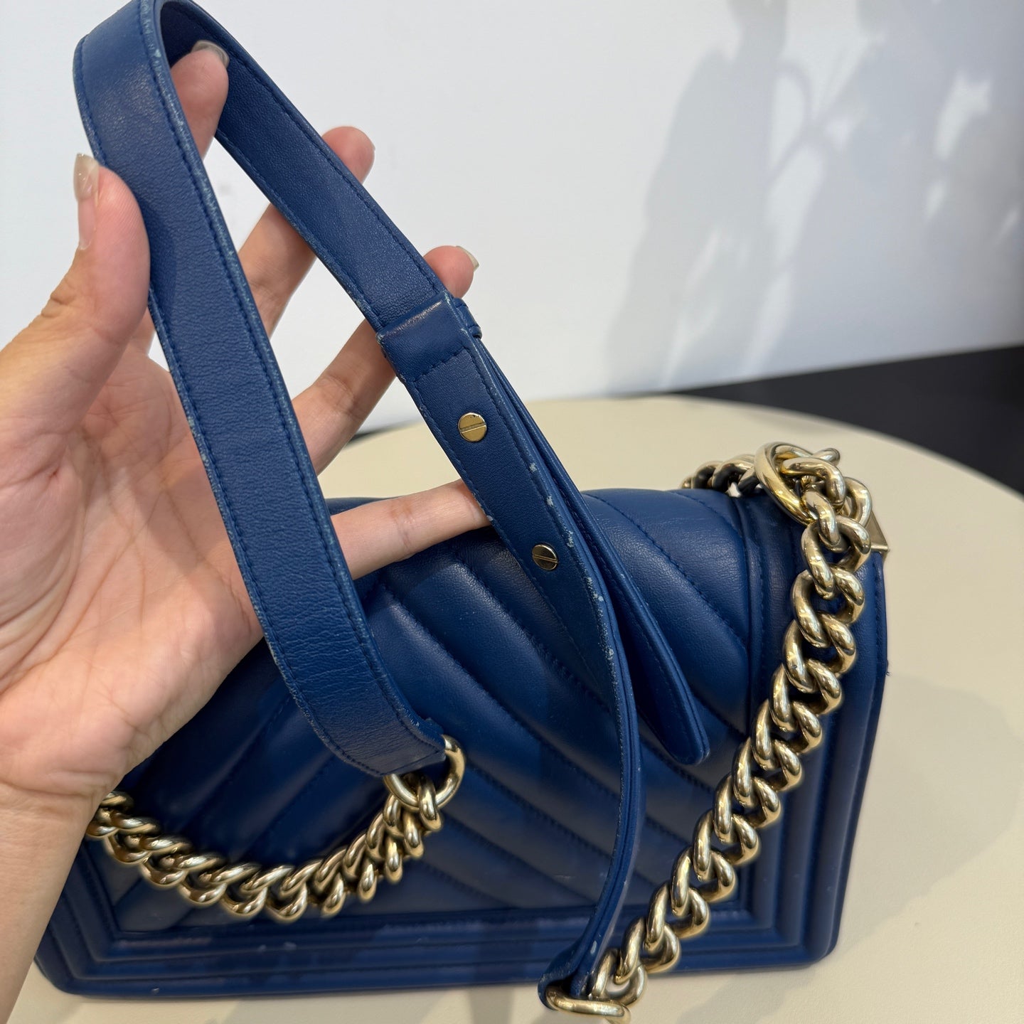 Chanel - Le Boy - Leather - Blue - (Medium)