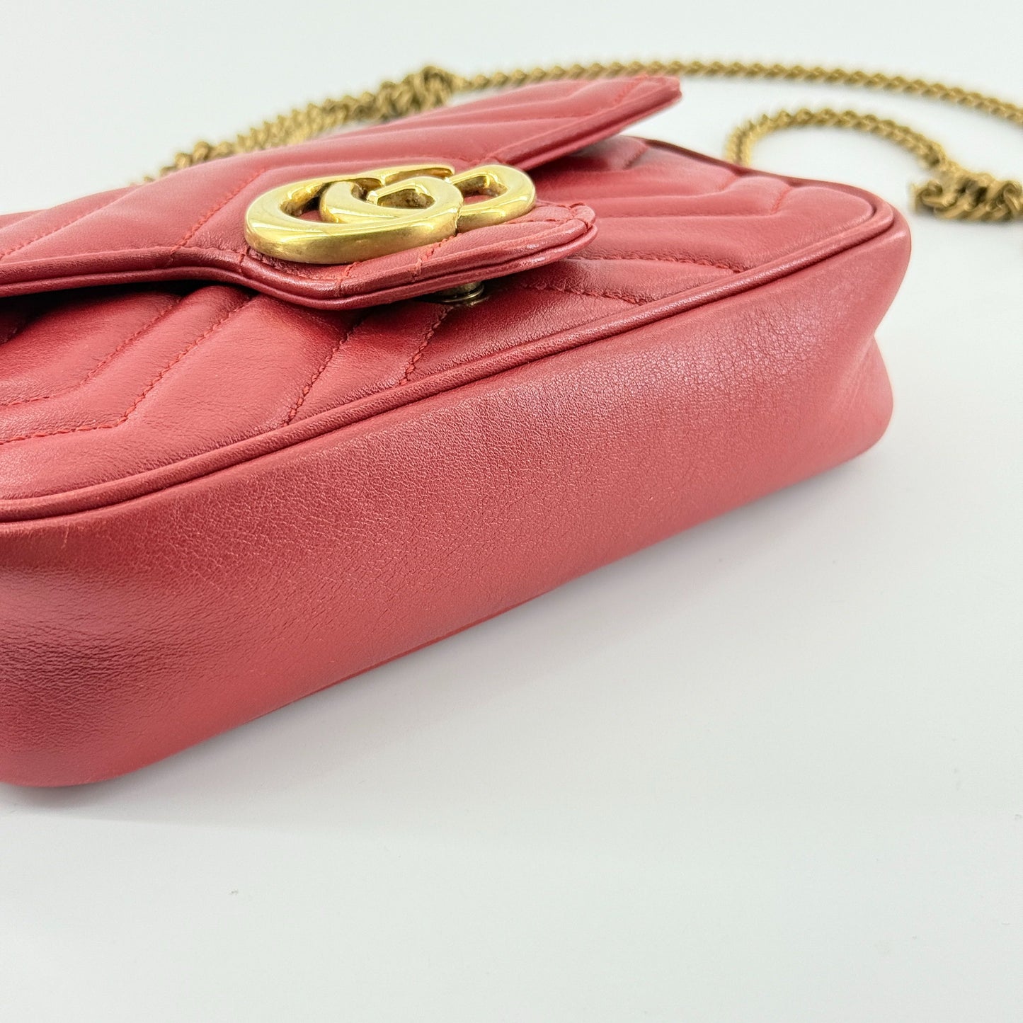 Gucci - Marmont Mini Chain Bag - Leather - Red - (mini)