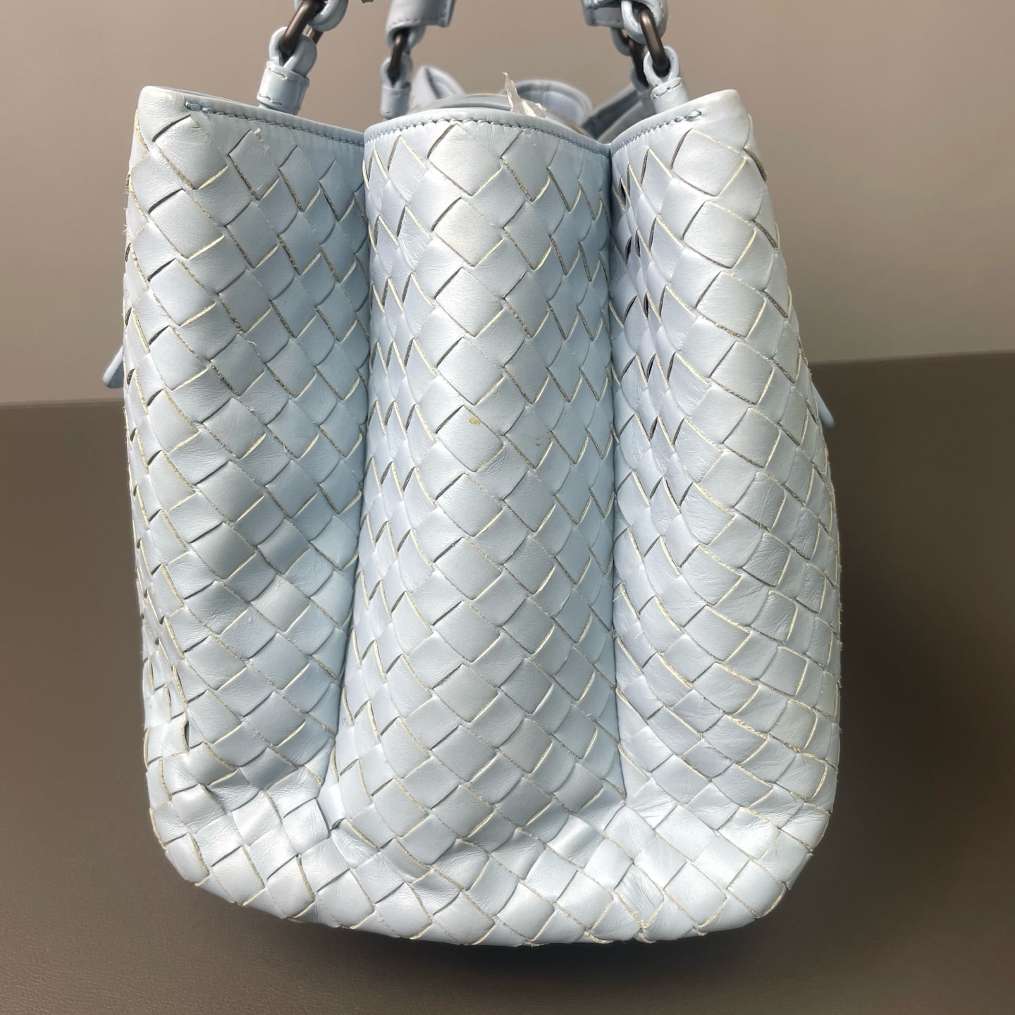 Bottega Veneta - Roman Woven Handbag - Leather - Light Blue - (medium)
