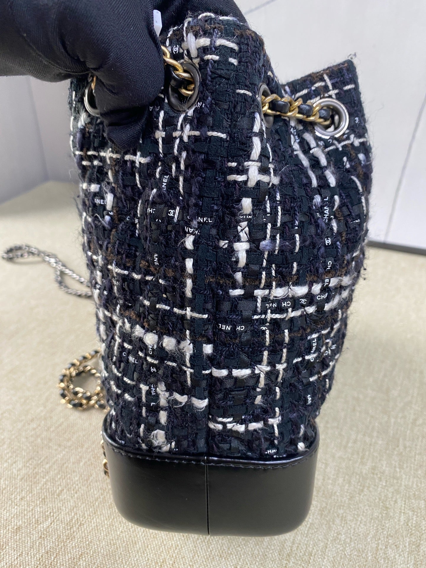 Chanel - Gabrielle Backpack Small - Tweed and Leather - Black, White - (Small)