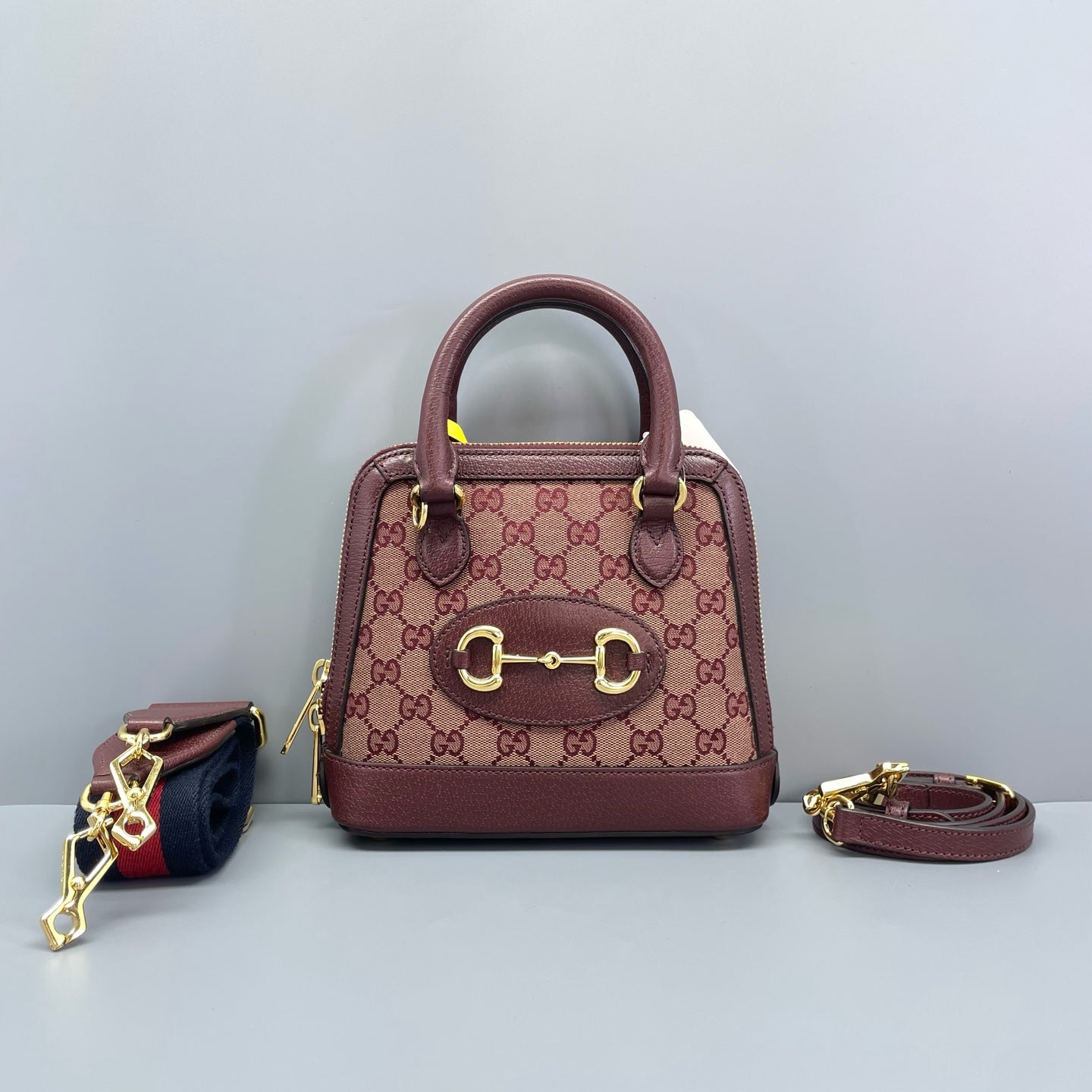 Gucci - Gucci 1955 Mini Top Handle Bag - GG Supreme canvas with leather trim - Burgundy - (mini)