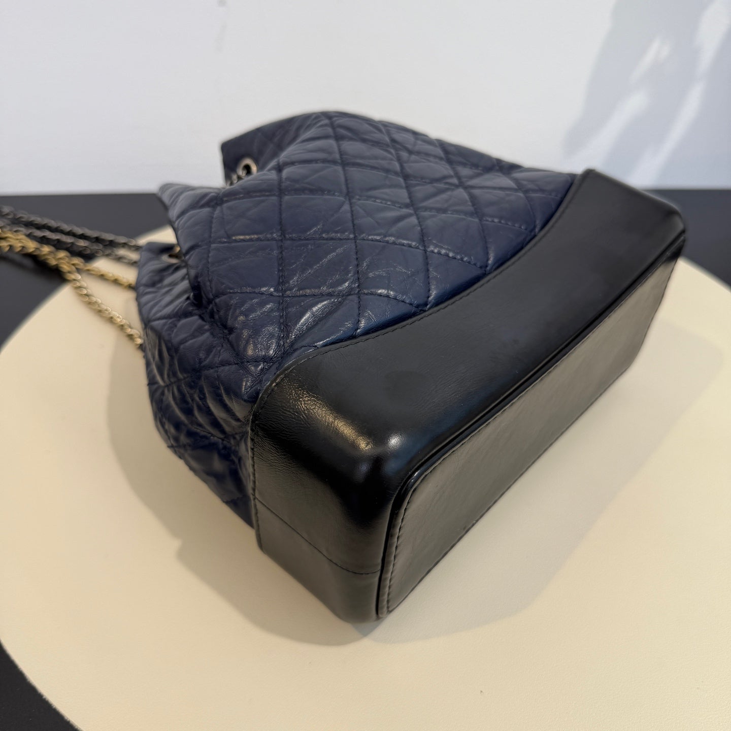 Chanel - Gabrielle Backpack - Aged Calfskin Leather - Blue and Black - (Medium)