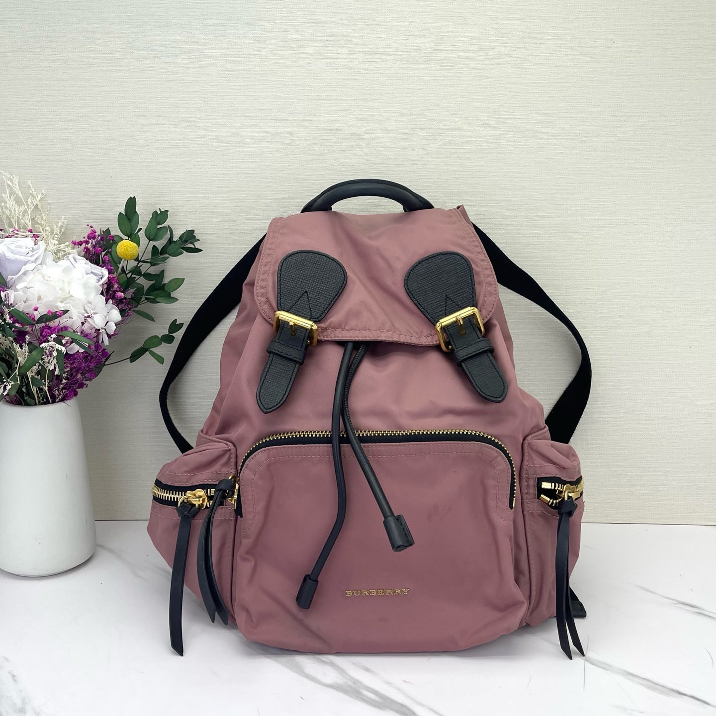 Burberry - The Rucksack - Nylon with Leather Trim - Pink with Black Accents - (Large)