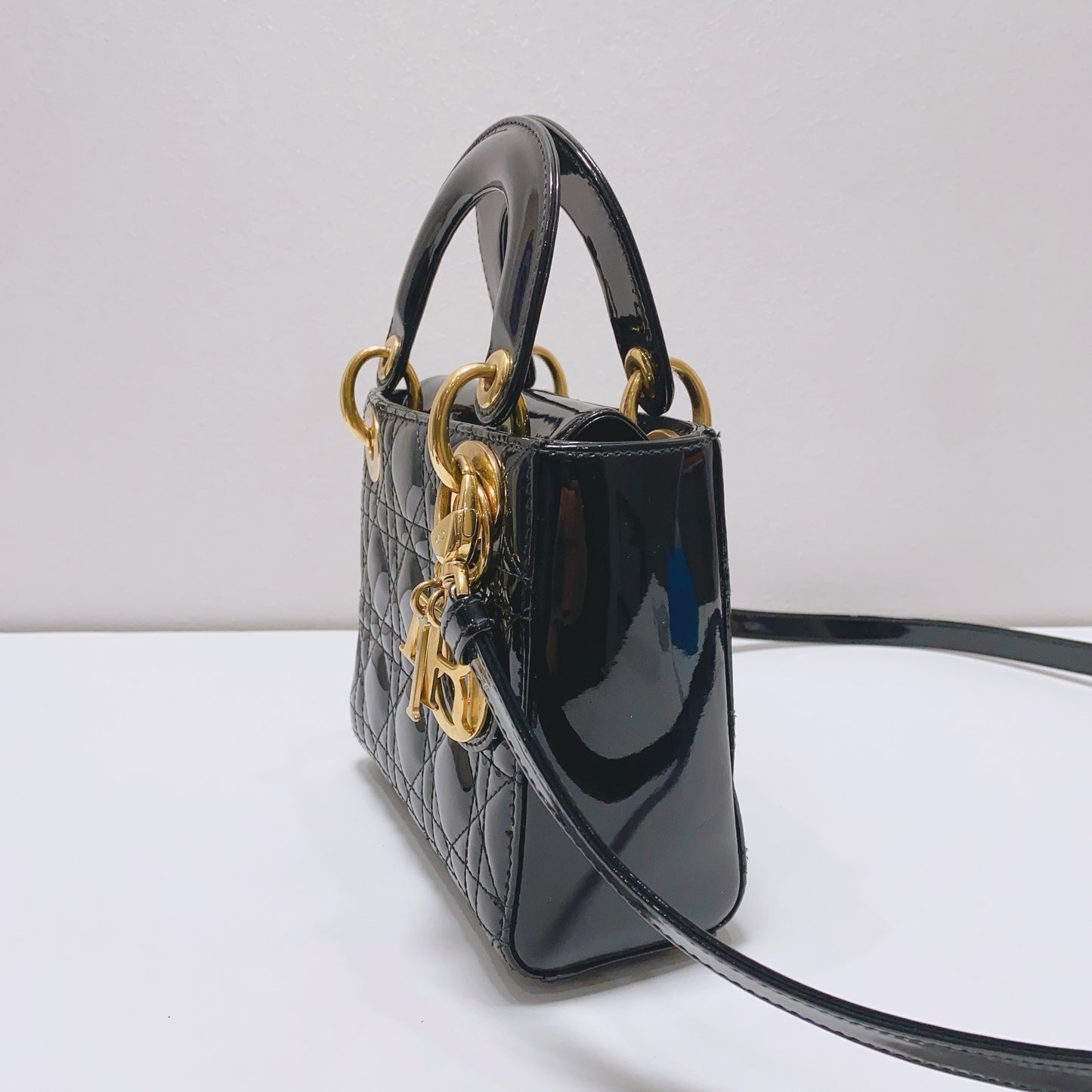 Dior - Lady Dior Mini - Patent leather - Black - (Mini)