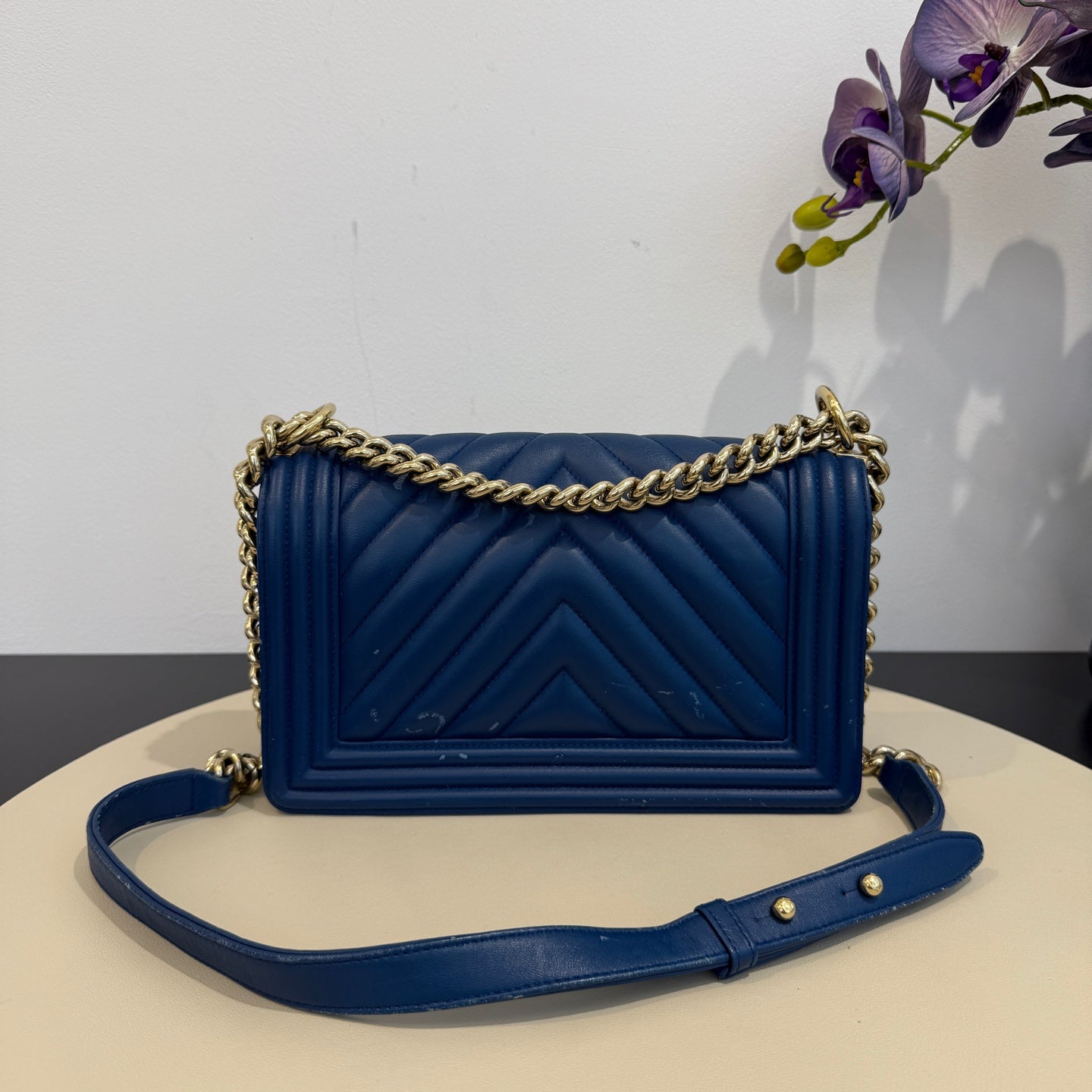 Chanel - Le Boy - Leather - Blue - (Medium)