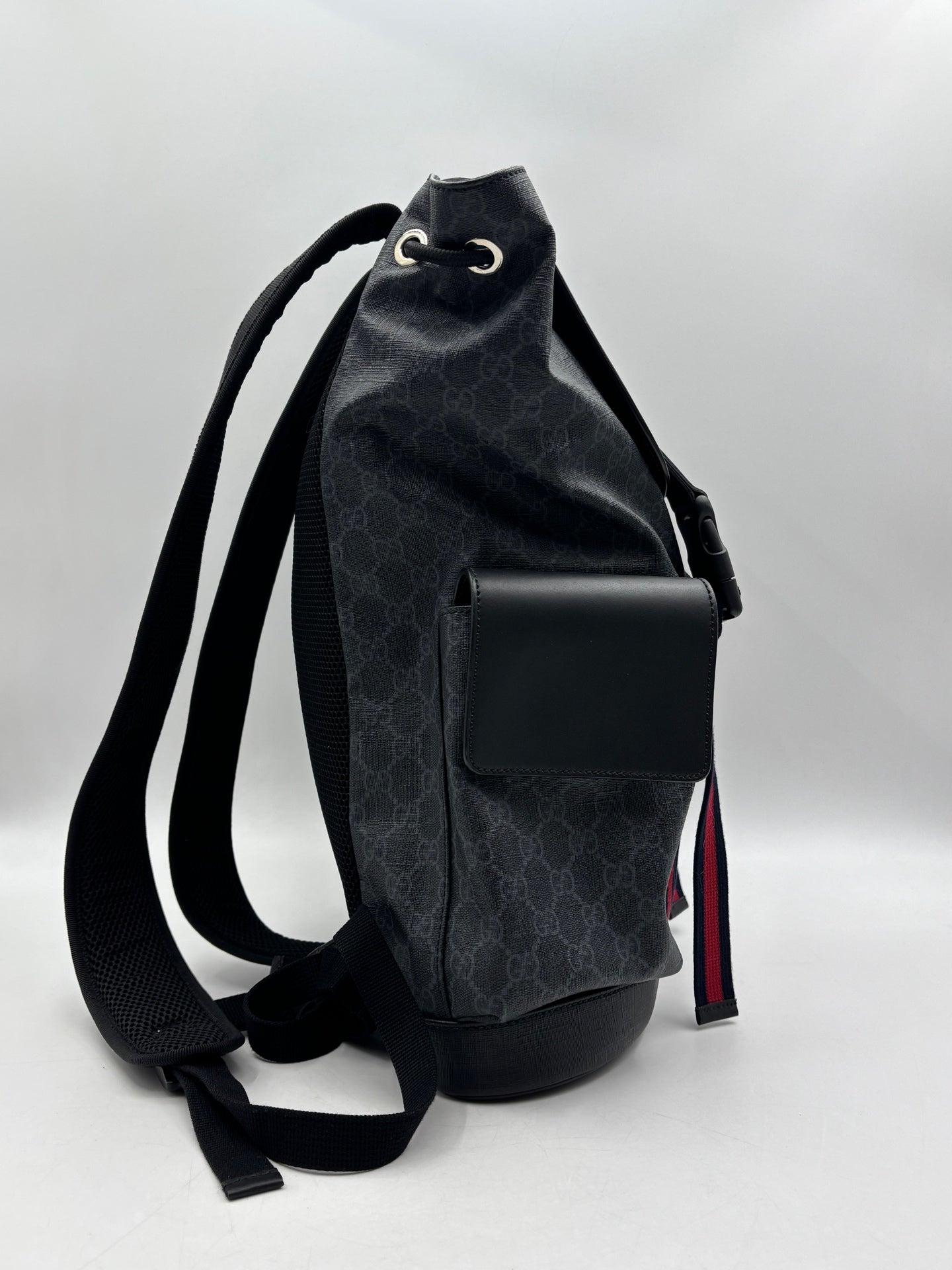 Gucci - GG Supreme Canvas Backpack - Canvas and leather patchwork - Black and Grey - (large)