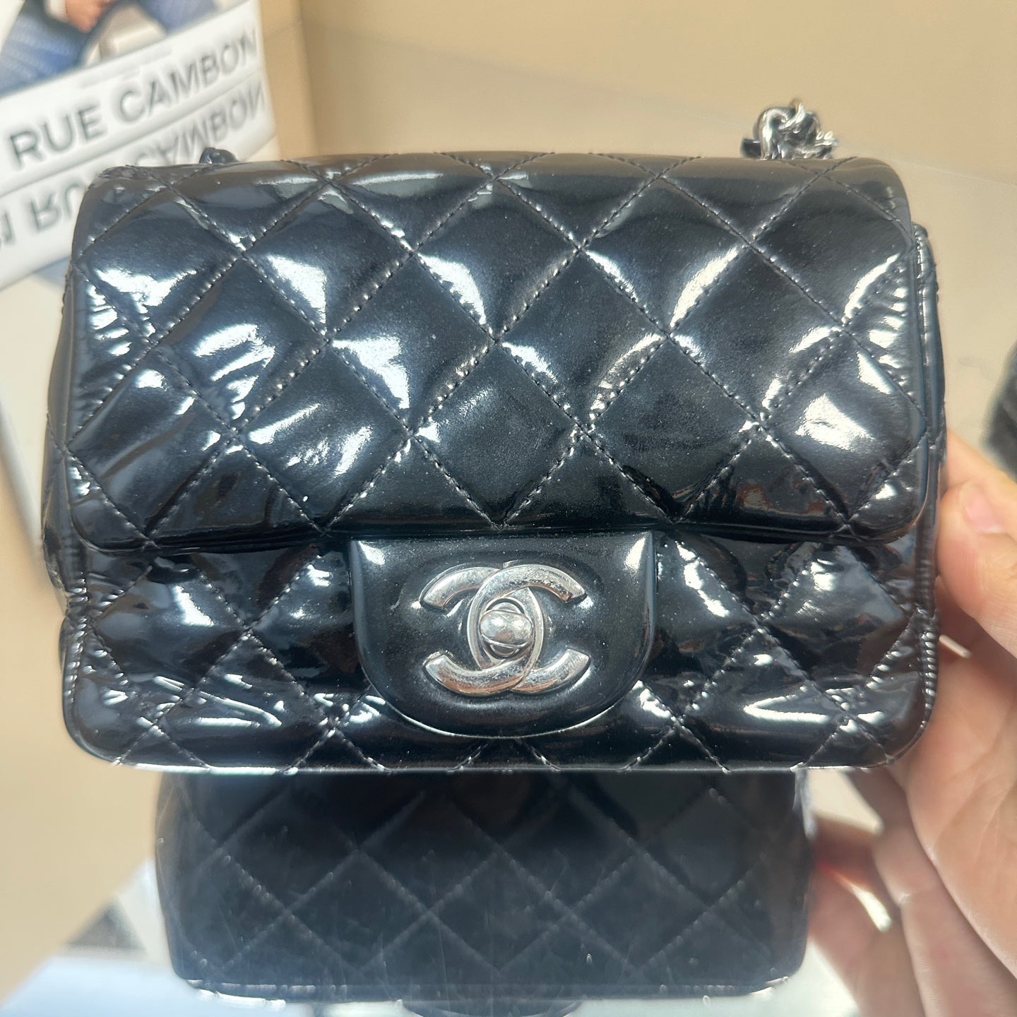 Chanel - Rectangular Mini Flap Bag - Patent leather - Black - (mini)