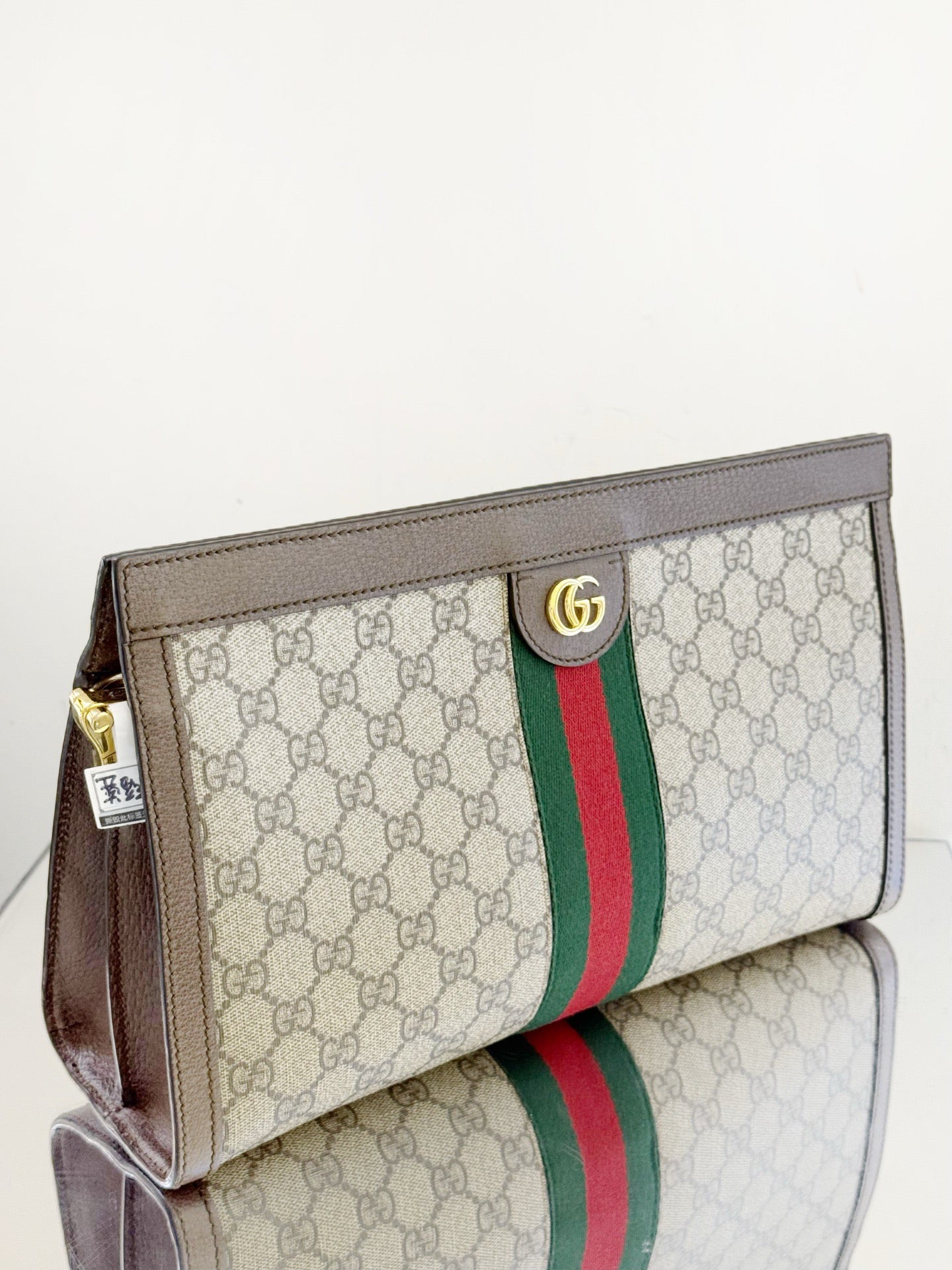 Gucci - Ophidia Large Clutch Bag - GG Supreme canvas with leather trim - Beige - (large)