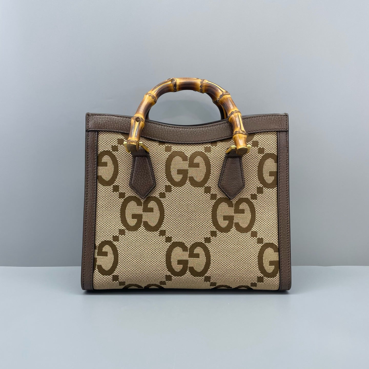 Gucci - Diana Bamboo Tote - GG Supreme canvas with dark brown leather trim and natural bamboo handles - Brown - (mini)