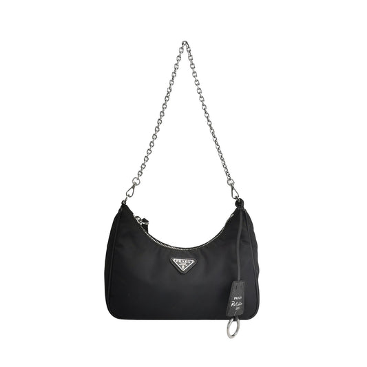 Prada - Re-Edition 2005 Hobo Bag - Re-Nylon with Saffiano leather trim - Black - (Small)