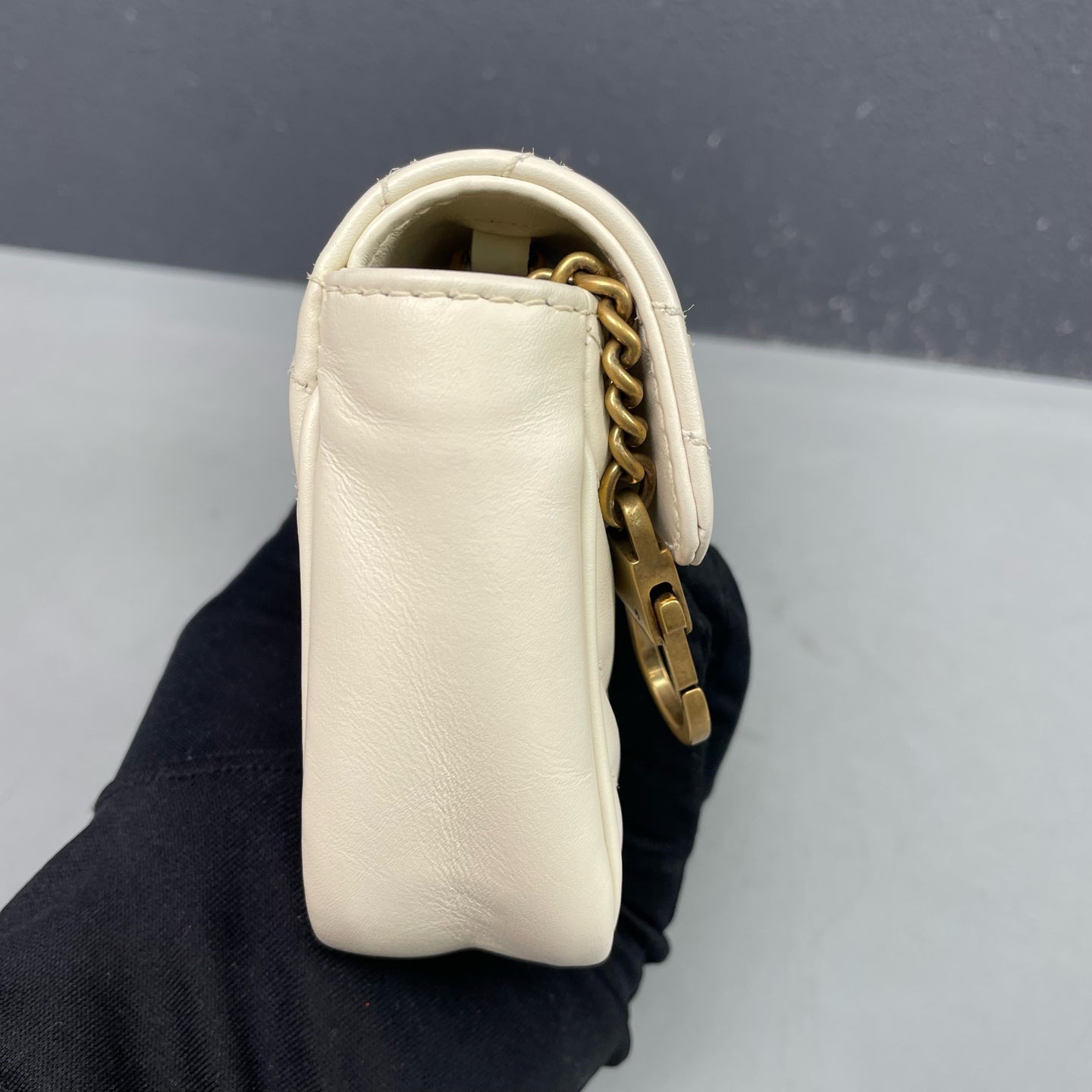 Gucci - GG Marmont Mini Chain Bag - Leather - White - (mini)