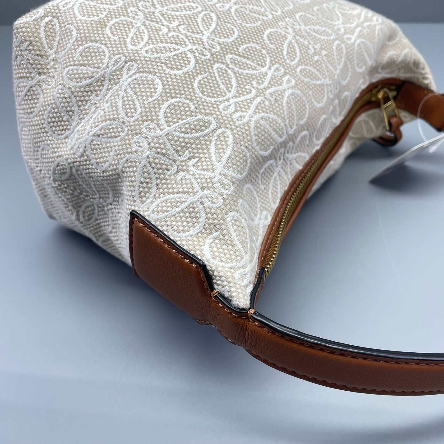 Loewe - Cubi Lunchbox Bag - Canvas and Leather - Beige with Tan Trim - (small)