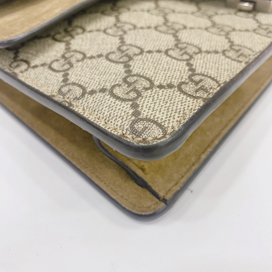 Gucci - Dionysus Medium Shoulder Bag with Crystal Embellished Buckle - GG Supreme coated canvas and suede - Beige - (medium)
