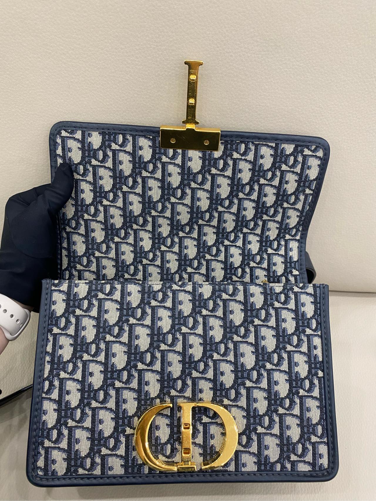 Dior - 30 Montaigne - Dior Oblique jacquard canvas with leather trim - Navy - (medium)