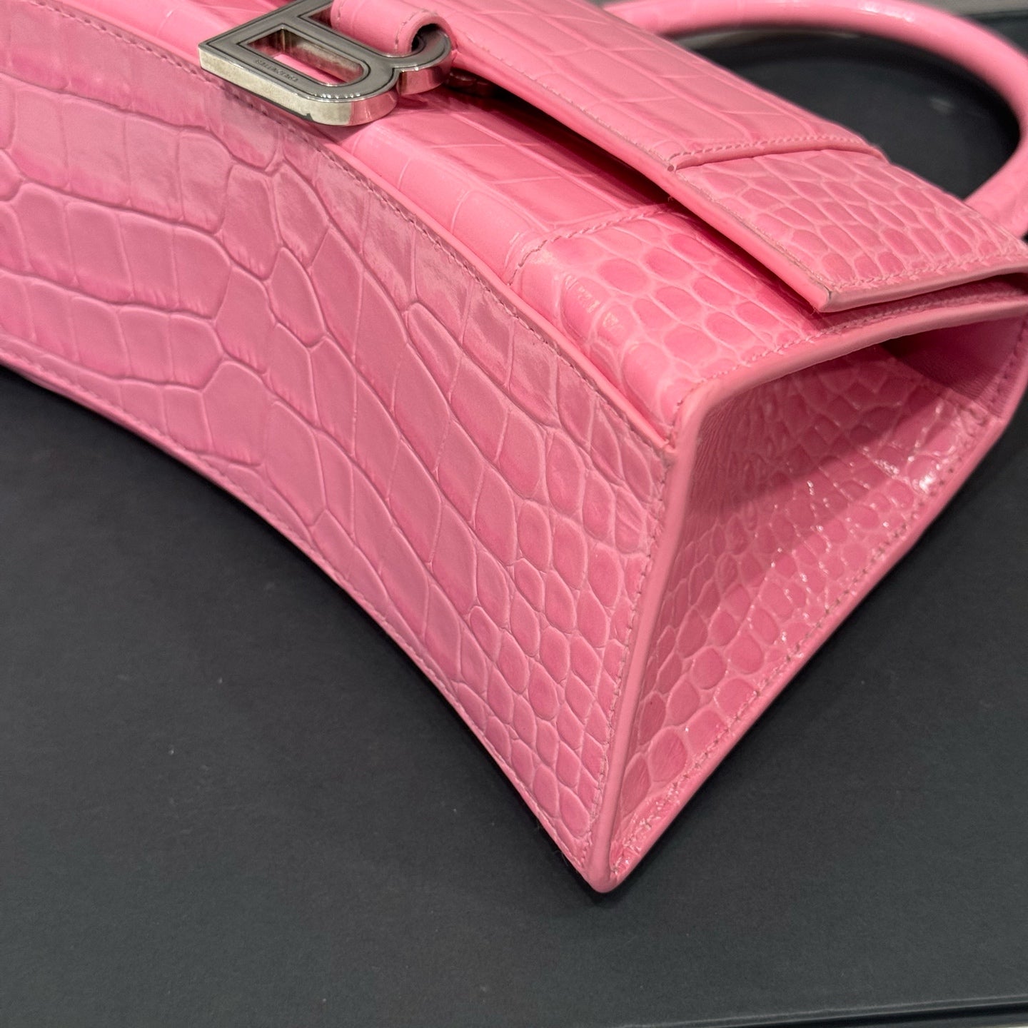 Balenciaga - HOURGLASS - Cowhide leather with crocodile embossing - Pink - (Mini)