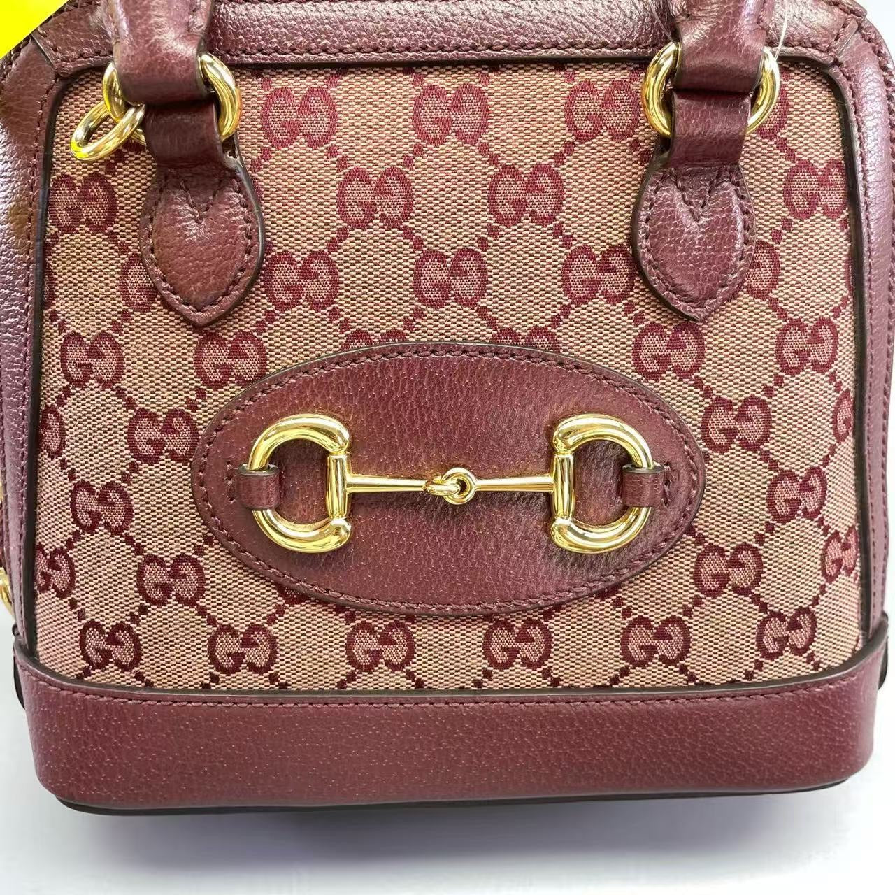Gucci - 1955 Horsebit Mini Top Handle Bag - GG Supreme canvas with leather trim - Burgundy - (mini)
