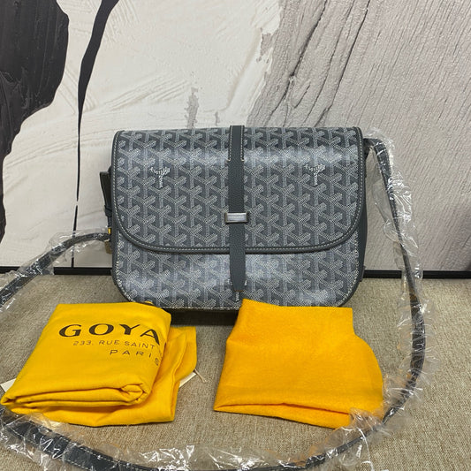 Goyard - Messenger Bag - Goyardine coated canvas with grained leather trim - Grey - (medium)