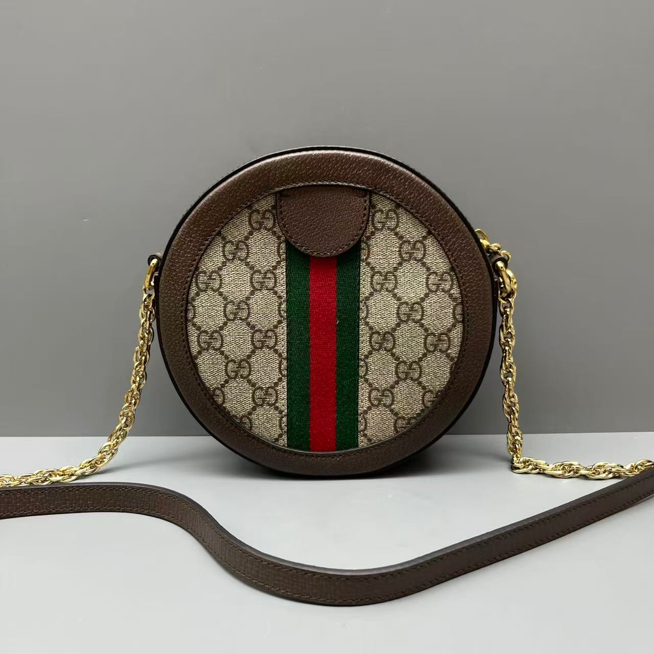 Gucci - Ophidia Round Mini Bag - Coated canvas and Leather - Brown - (mini)