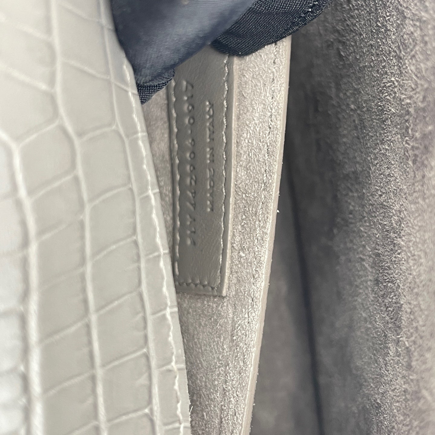 Saint Laurent - Sunset - Calfskin leather with crocodile embossing - Grey - (Medium)