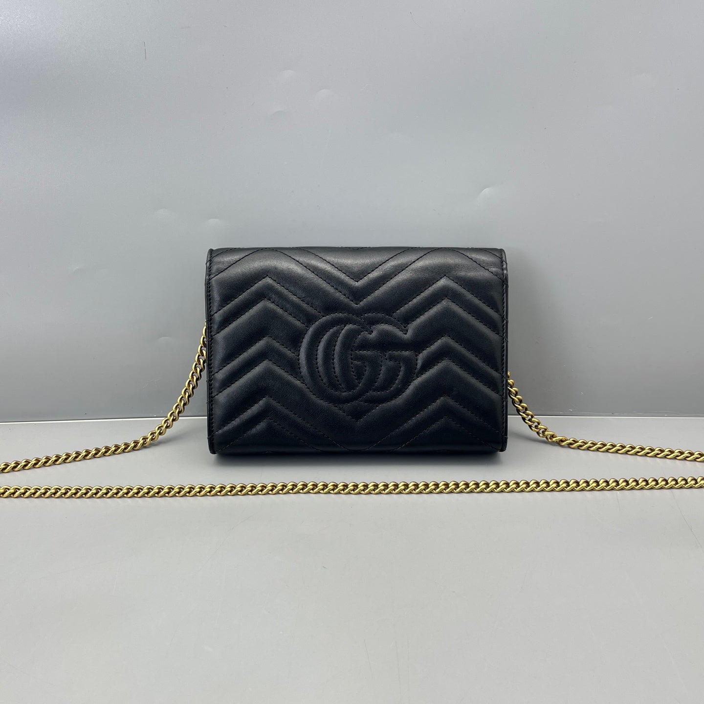 Gucci - Marmont Wallet on Chain - Leather - Black - (mini)