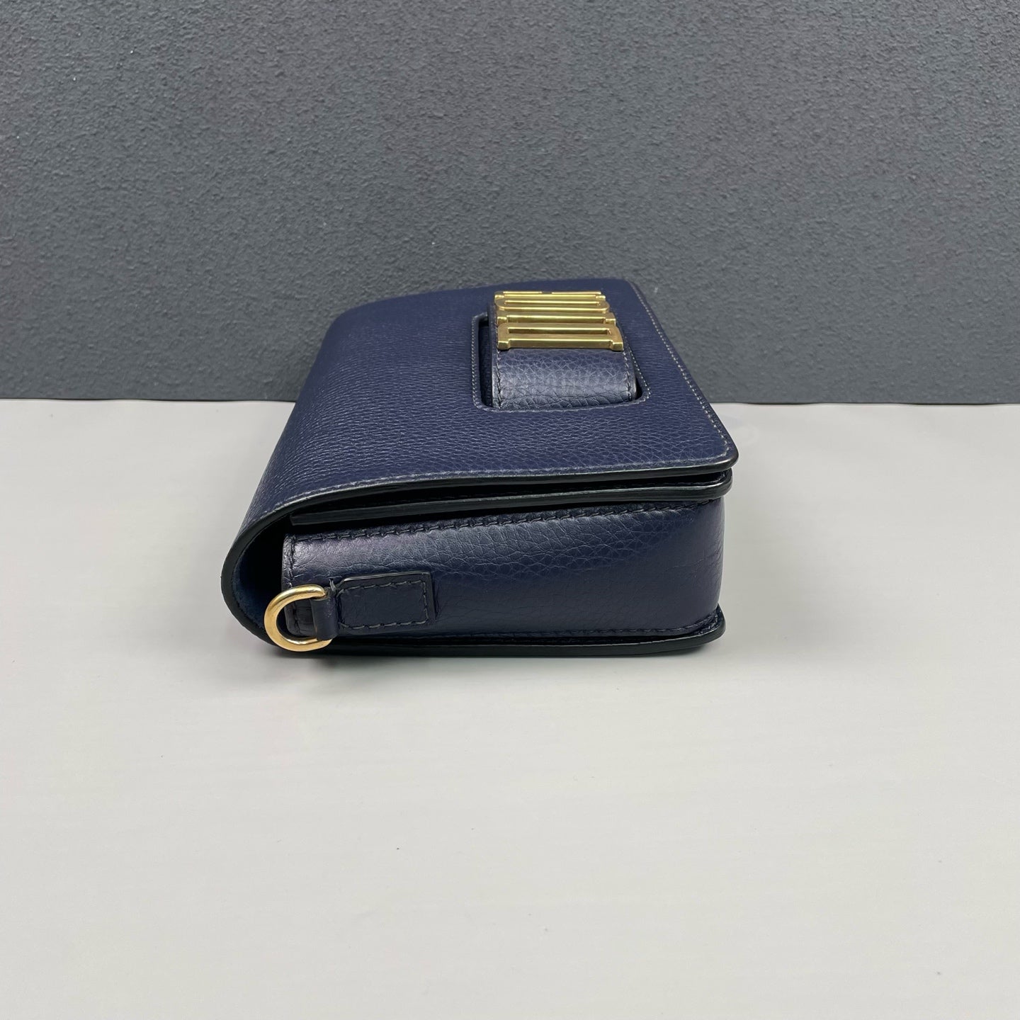 Dior - J'ADIOR - Grained leather exterior with suede interior lining - Navy with Gold-Tone Hardware - (Small)