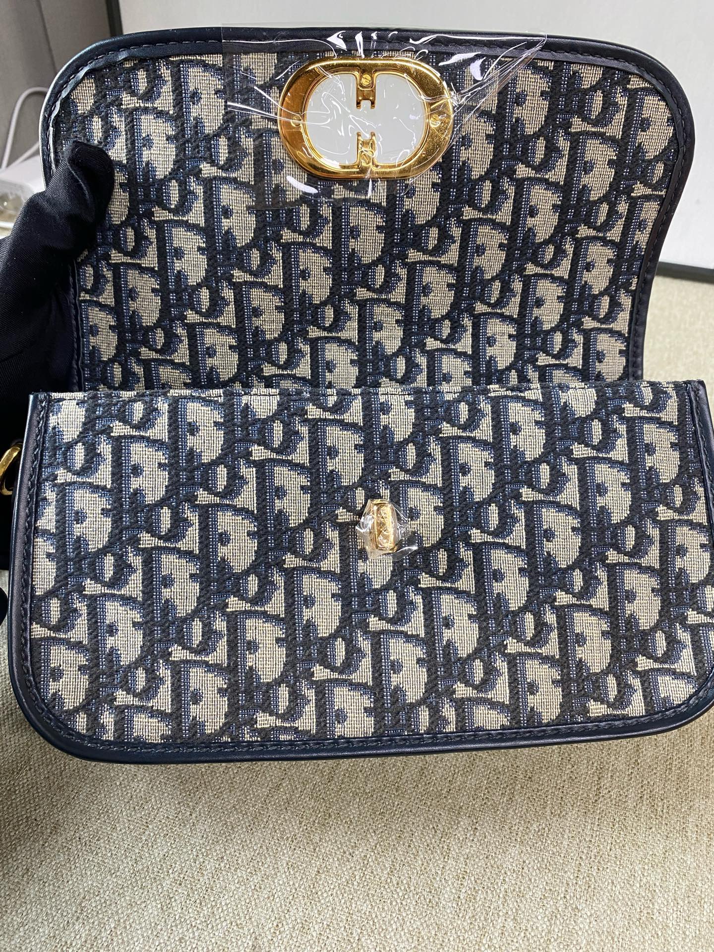 Dior - 30 Montaigne Avenue Chain Bag - Oblique jacquard canvas with leather trim - Blue - (Mini)