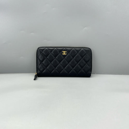 Chanel - Classic Flap Zip Wallet - Leather - Black - (medium)