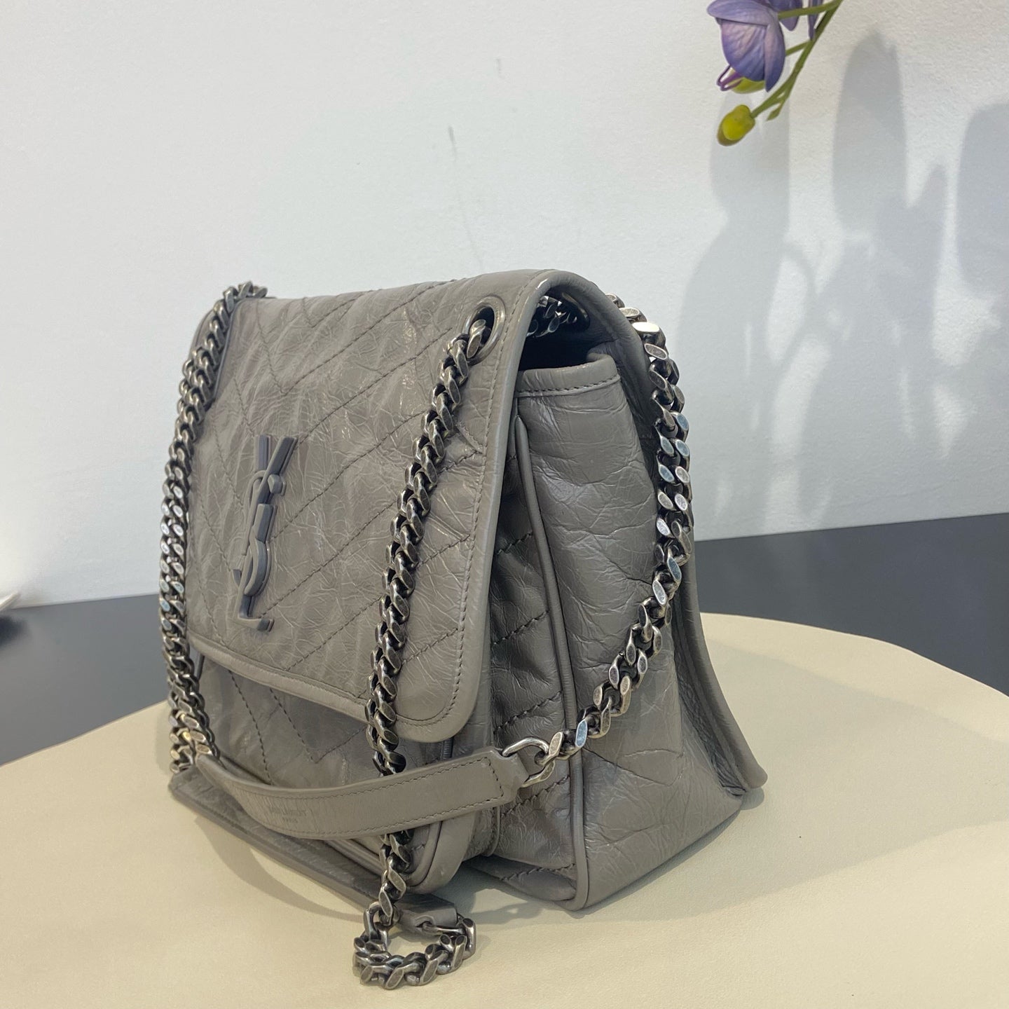 Saint Laurent - Niki Medium - Leather - Grey - (medium)
