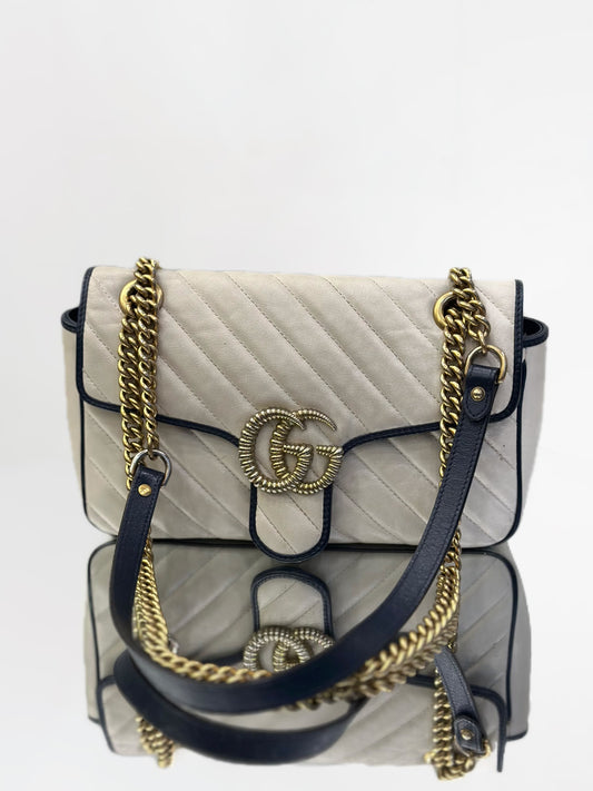 Gucci - GG Marmont Matelassé Shoulder Bag - Leather - White - (medium)