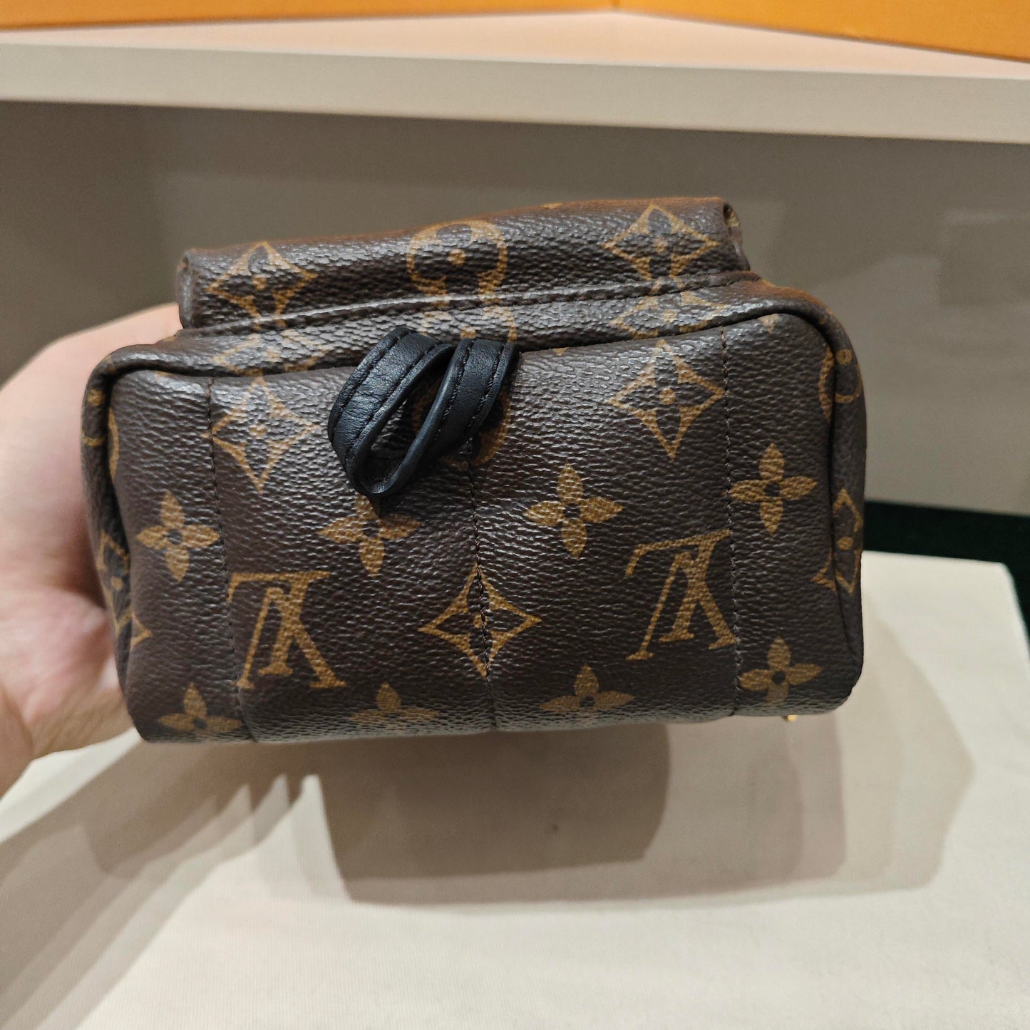 Louis Vuitton - Palm Springs Mini Backpack - Monogram coated canvas with black cowhide leather trim - Brown - (mini)