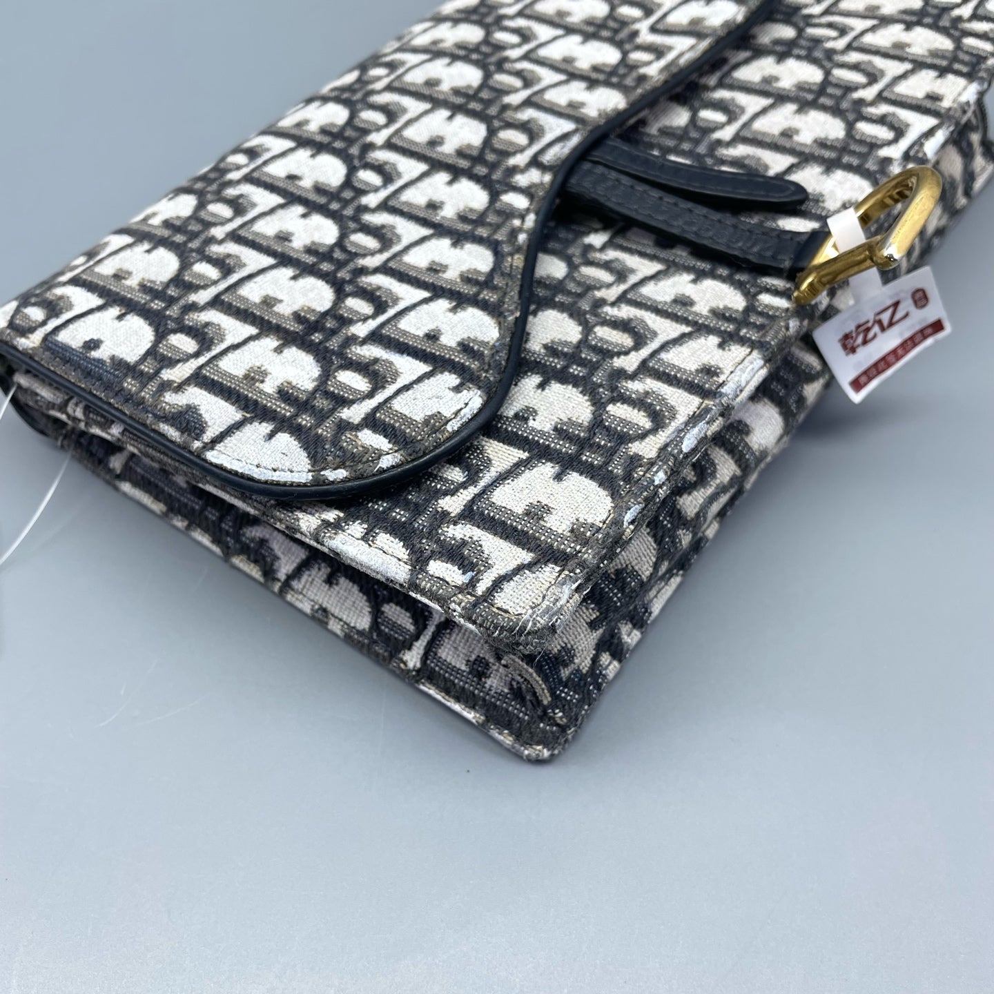 Dior - Saddle Oblique Wallet on Chain (WOC) - Jacquard canvas with leather trim - Black - (mini)