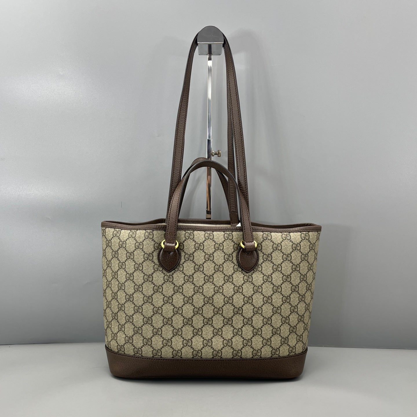 Gucci - GG Supreme Tote Bag - Coated canvas with leather trim - Brown - (Medium)