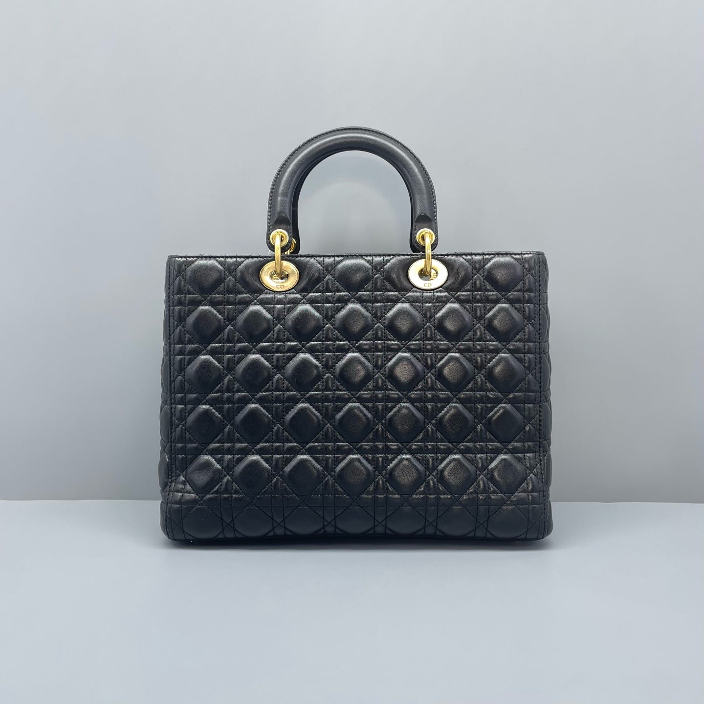 Dior - Lady Dior Large - Lambskin leather - Black - (Large)