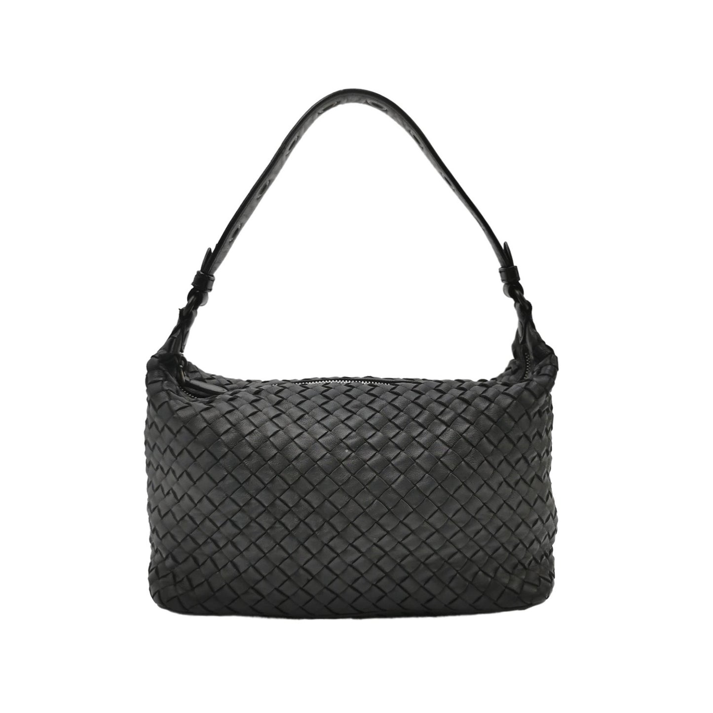 Bottega Veneta - Intrecciato Shoulder Bag - Lambskin leather - Black - (Medium)