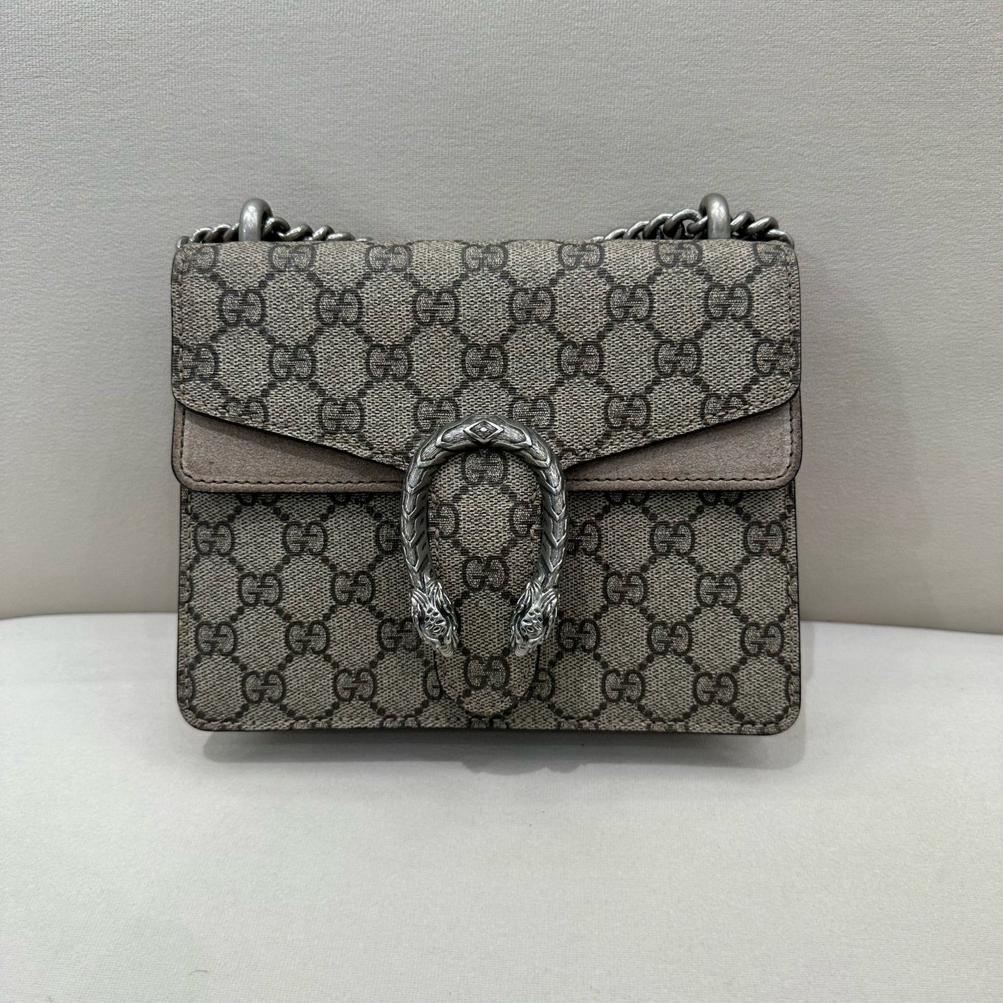 Gucci - Dionysus Small Shoulder Bag - GG Supreme canvas with suede trim - Beige with Brown GG monogram - (Small)