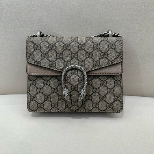 Gucci - Dionysus Small Shoulder Bag - GG Supreme canvas with suede trim - Beige with Brown GG monogram - (Small)