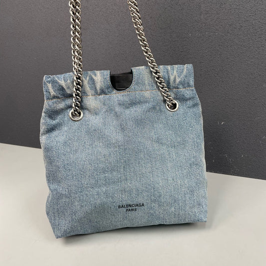 Balenciaga - Crush Small Shopping Bag - Denim - Blue - (small)