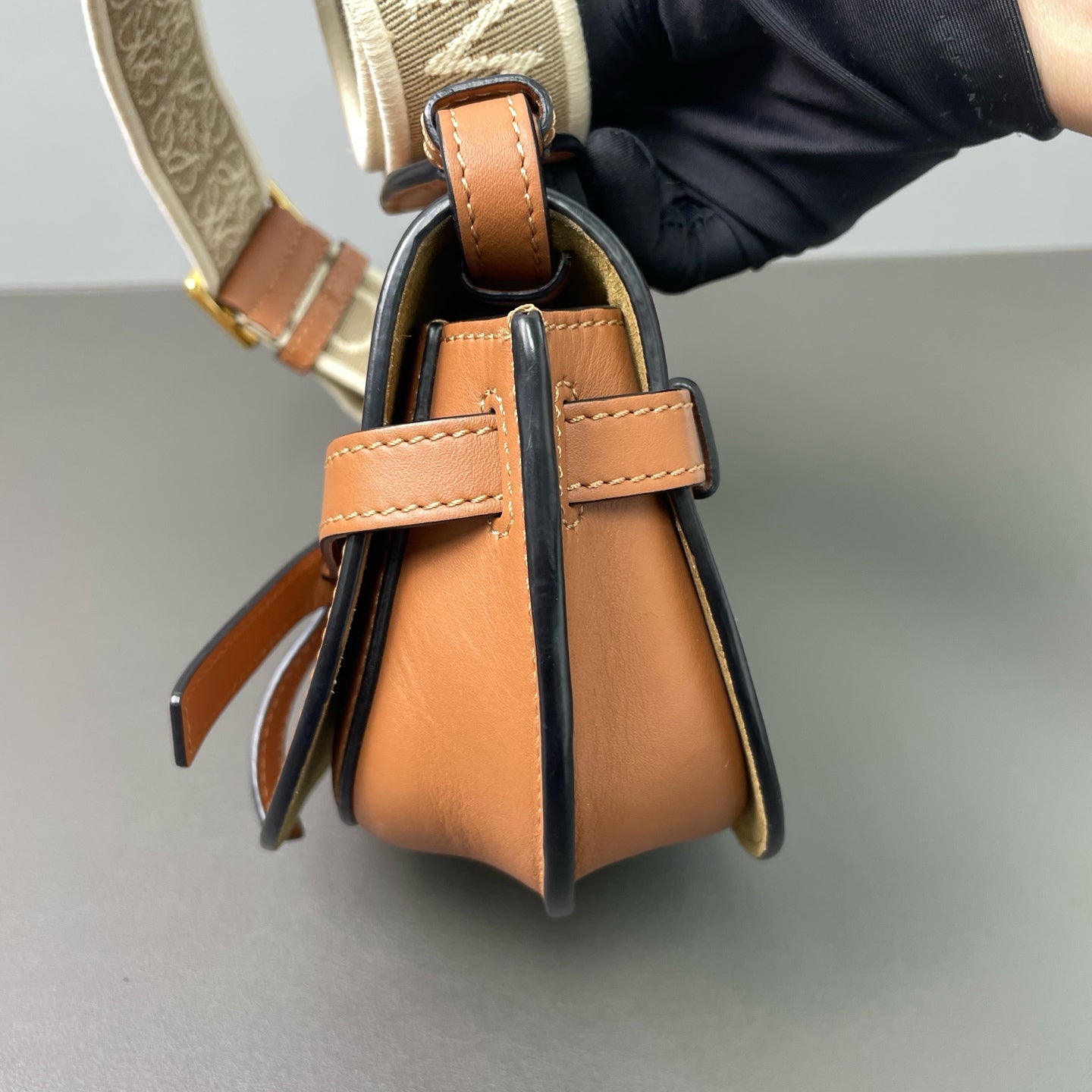 Loewe - Gate Mini Dual Saddle Bag with Wide Strap - Leather - Camel - (mini)