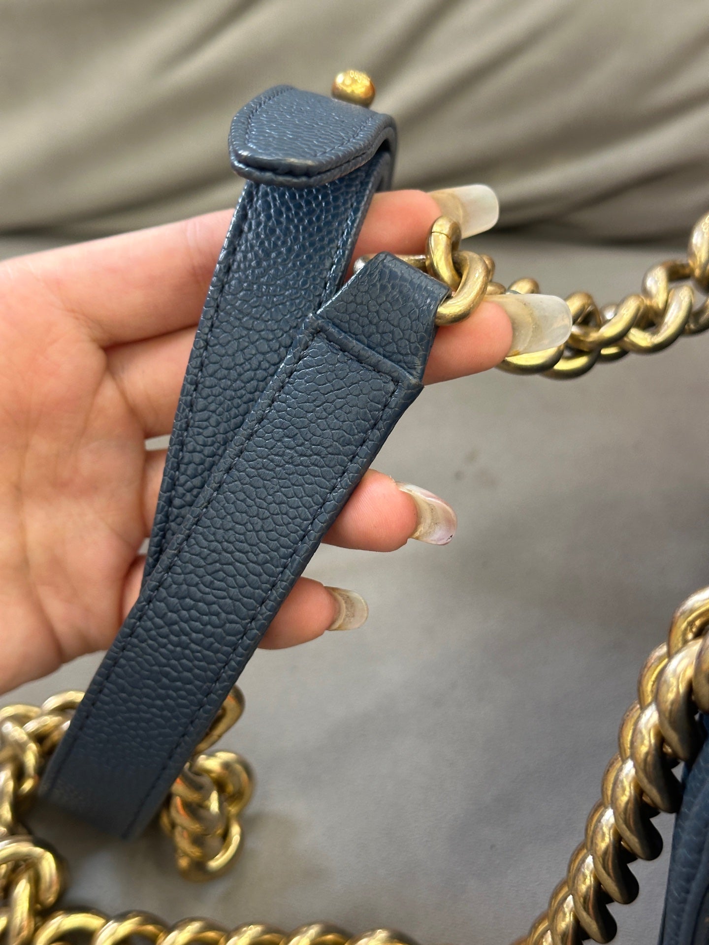 Chanel - Boy Bag Small - Grained calfskin leather - Blue - (Small)
