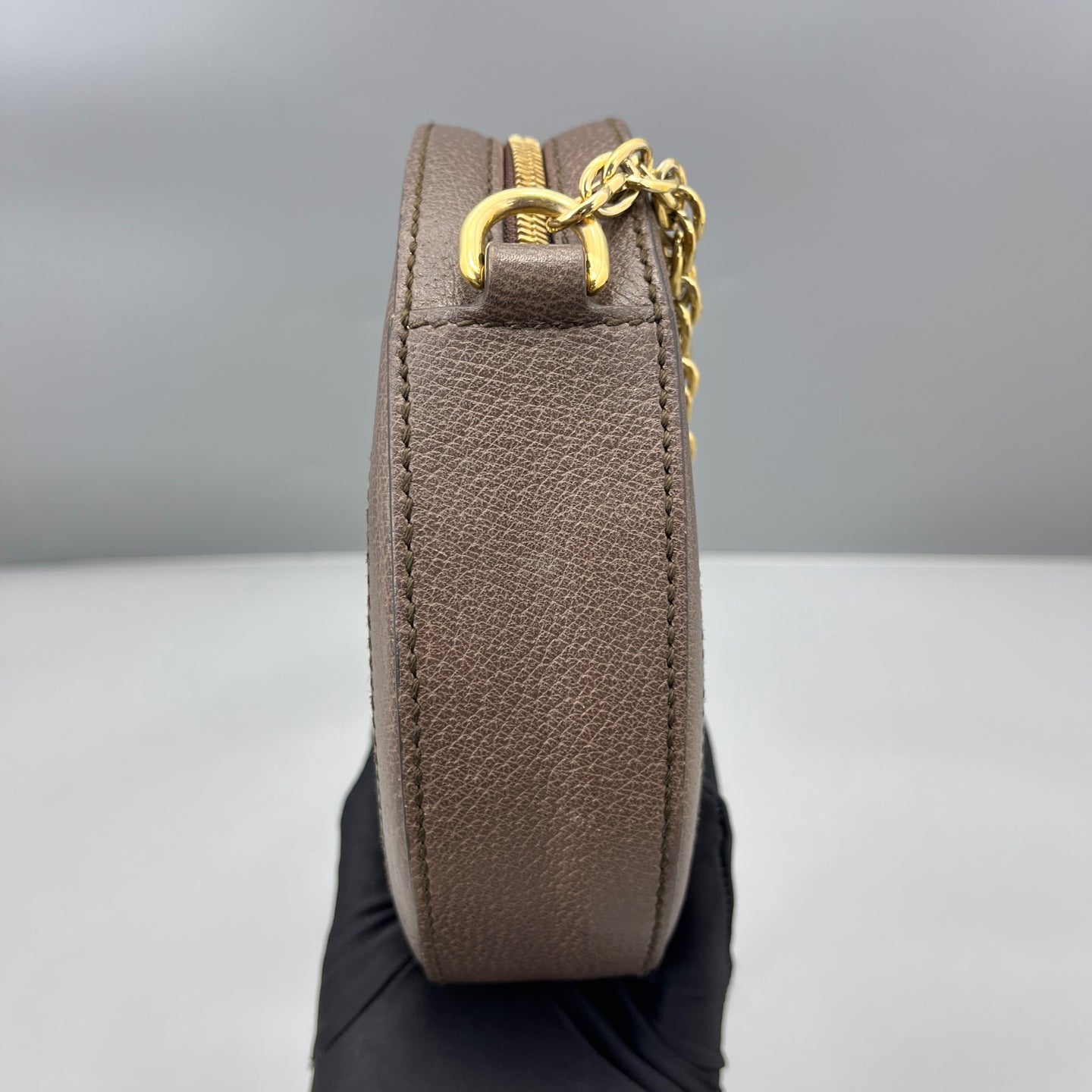 Gucci - Ophidia Round Shoulder Bag - GG Supreme canvas with leather trim - Beige and Brown with Red and Green accents - (mini)