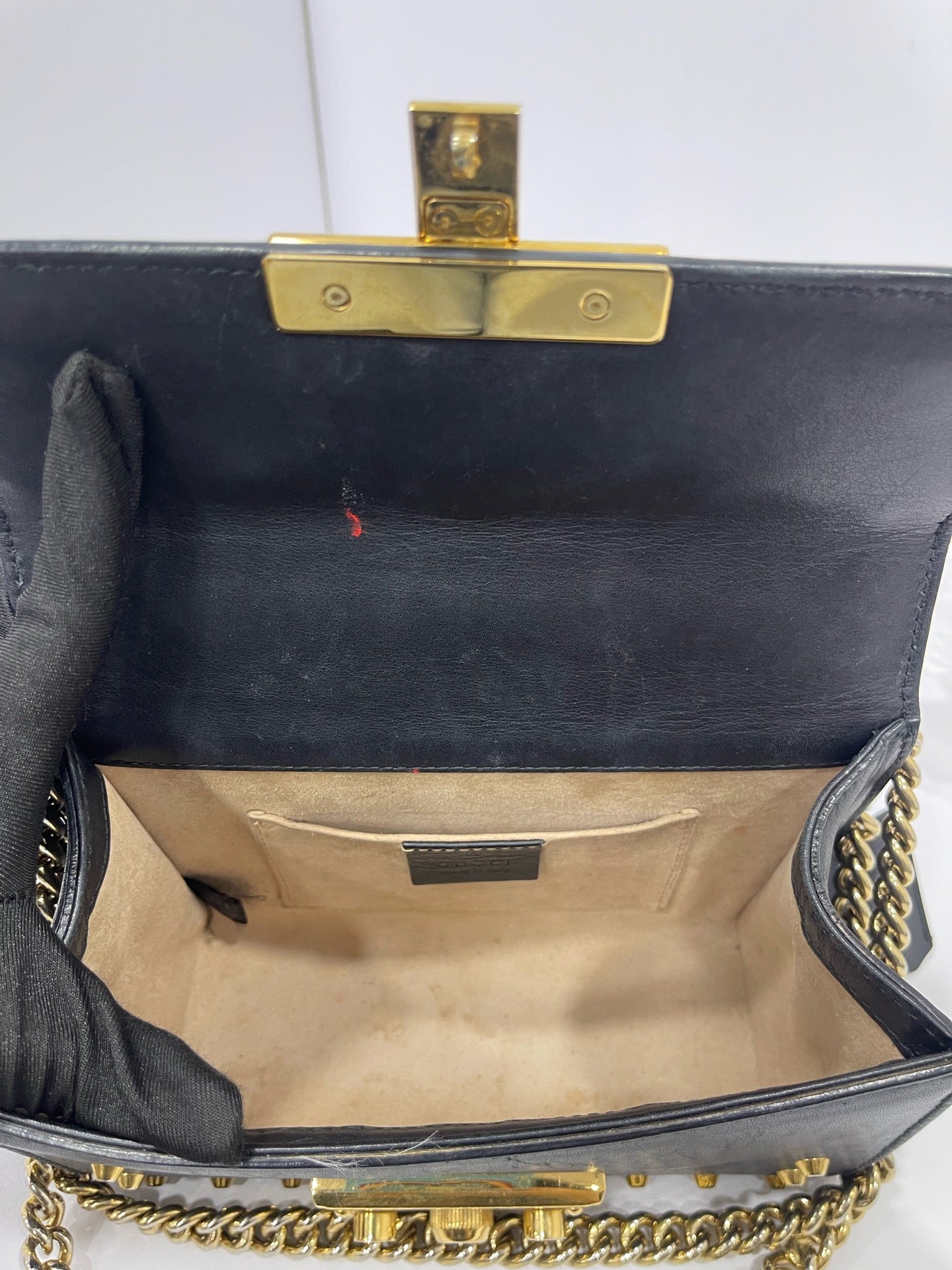 Gucci - Padlock Studded Pearl Shoulder Bag - Leather - Black - (mini)
